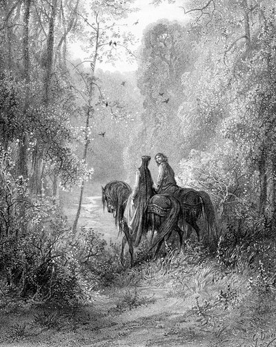 They wondered in the woods which seemed a paradise of flowers by Gustave Dore